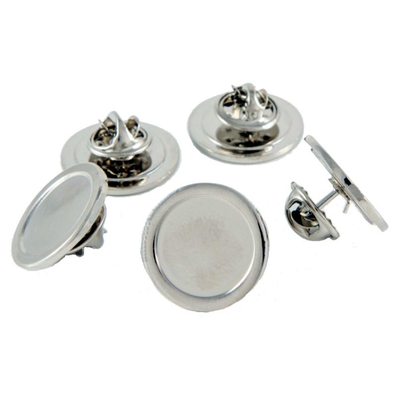 Superior Badge Blank round 16mm silver clutch fitting